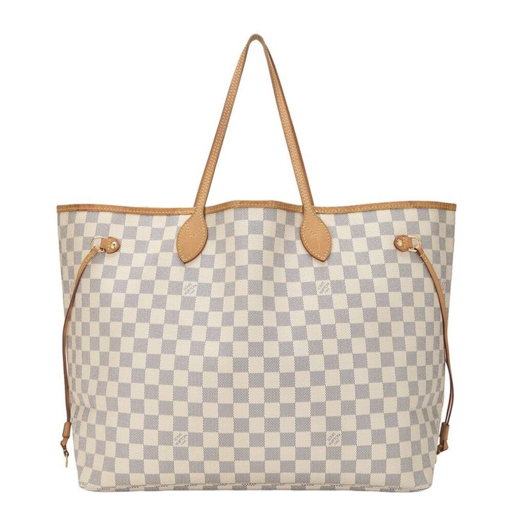 Louis Vuitton Cream Damier Azur Canvas & Vachetta Leather Neverfull Gm